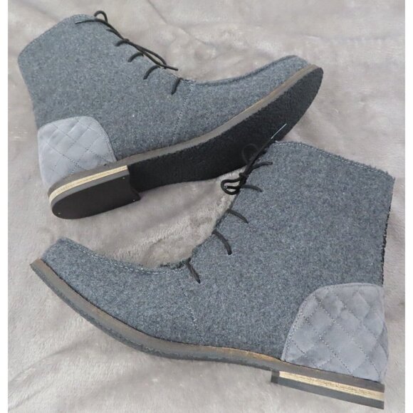 The Sak Sakroots Womens 10 Gray Jayla Boots Lace Up Booties Owl Felt Boucle NEW - Picture 4 of 12